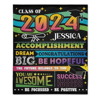 Personalized Corrugated Green Gradient Graduation Blanket, Customized Name - Joliny