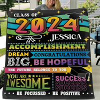 Personalized Corrugated Green Gradient Graduation Blanket, Customized Name - Joliny