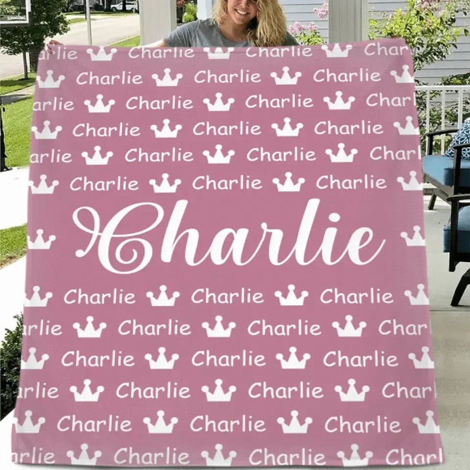 Personalized Crown Name Blanket for Kids