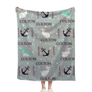 Personalized Custom Baby Blanket - Anchors Away Nautical Whale Baby Name Blanket - Joliny