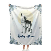 Personalized Custom Baby Wolf Name Blanket for Kids - Joliny