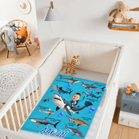 Personalized Custom Blanket - Boys Riding Shark Blanket - Gifts for Kids - Joliny