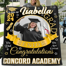 Personalized Custom Class of 2024 Graduation Blankets - Ribbon Customized Name Photo - High School College Senior Graduation Gifts - Joliny