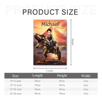 Personalized Custom Dinosaur Canvas Wall Art - Child Riding T-Rex Dinosaur, Gifts For Grandson/Son/Dinosaur Lover - Joliny