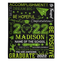Personalized Custom Graduation Blanket 2024, Congrats Graduate Class of 2024 Gold Throw Blanket for Boys Girls Senior High School College University Graduate - Joliny