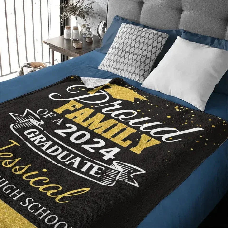 Personalized Custom Graduation School Name Blanket, Proud Family of a 2024 Graduate - Joliny