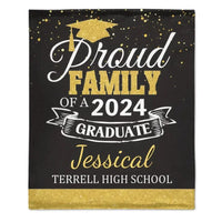 Personalized Custom Graduation School Name Blanket, Proud Family of a 2024 Graduate - Joliny