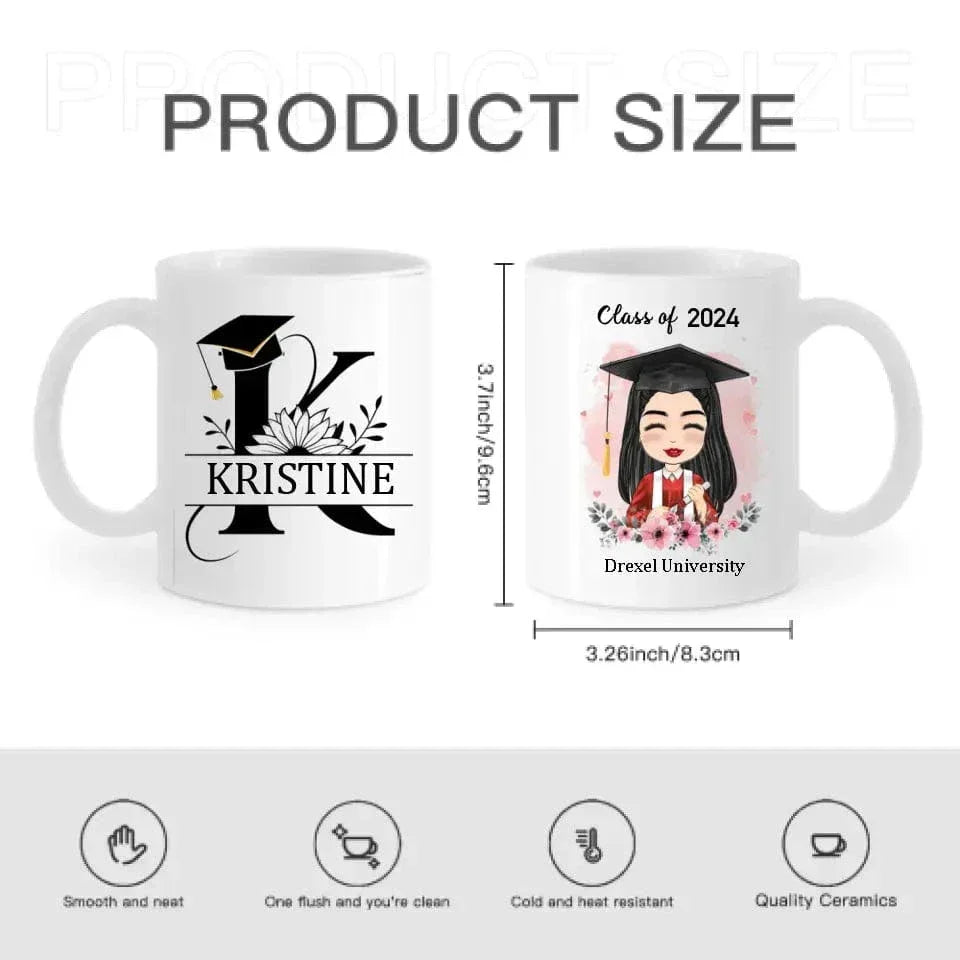 Personalized Custom Mug - Graduation Class Of 2024 , Clipart Flower - Joliny