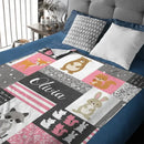 Personalized Custom Name Baby Blanket for Girl - Little Bear Rabbit Sika Deer Fox - Joliny