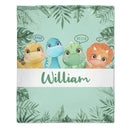 Personalized Custom Name Blanket, Baby Dinosaur Blanket for Kids - Joliny