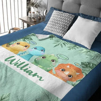 Personalized Custom Name Blanket, Baby Dinosaur Blanket for Kids - Joliny