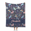 Personalized Custom Name Blanket - Clouds Raindrops Rainbow Stars Unicorn - Joliny
