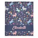 Personalized Custom Name Blanket - Clouds Raindrops Rainbow Stars Unicorn - Joliny