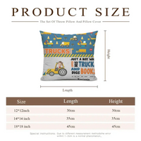 Personalized Custom Photo Pillow - Boy Loves Trucks And Digs Books - Joliny