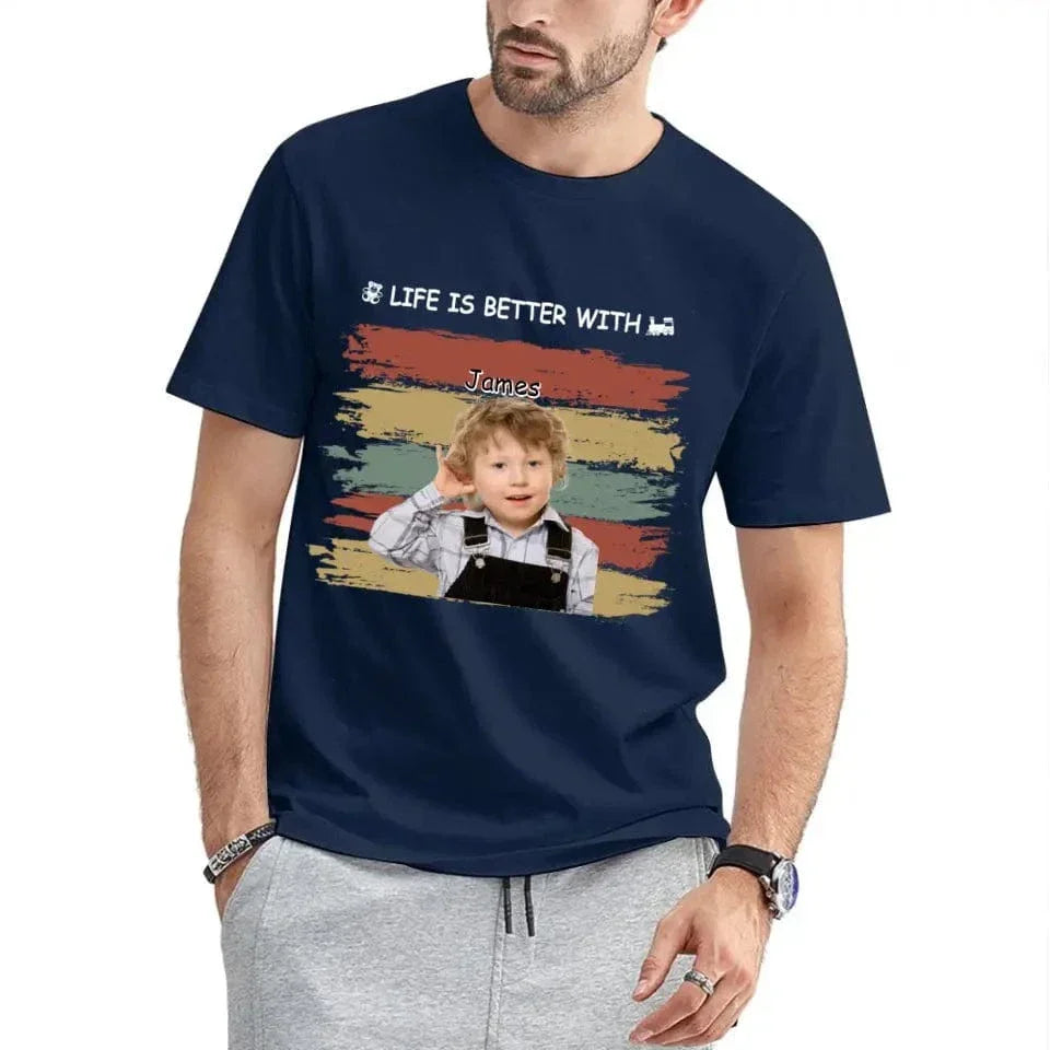 Personalized Custom Photo Unisex T-shirt - Life Is Better With Grandkids Pet - Joliny