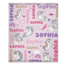 Personalized Custom Rainbow Unicorn Blankets for Kids - Gift for Girls Baby Birthday Shower Gift - Joliny