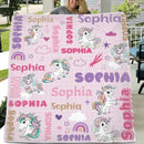Personalized Custom Rainbow Unicorn Blankets for Kids - Gift for Girls Baby Birthday Shower Gift - Joliny