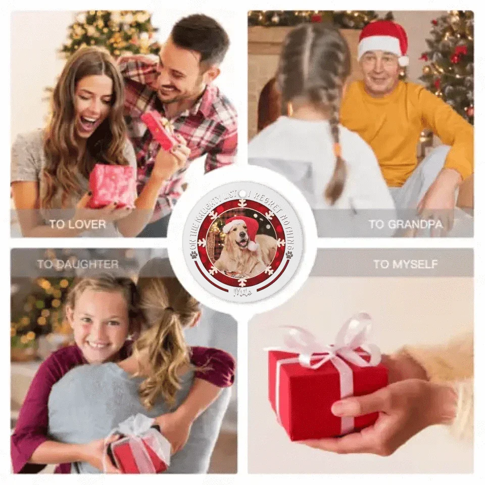 Personalized Custom Round Shaped Acrylic Photo Christmas Ornament For Pet Lovers - On The Naughty List I Regret Nothing - Joliny