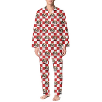 Personalized Customized Dog And Cat Face Photo Multi-Color Plaid Name Pajama Set - Joliny