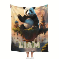 Personalized Cute Panda Custom Name Blanket, Birthday Gifts for Kids, Babies and Toddlers - Joliny