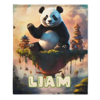 Personalized Cute Panda Custom Name Blanket, Birthday Gifts for Kids, Babies and Toddlers - Joliny