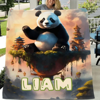 Personalized Cute Panda Custom Name Blanket, Birthday Gifts for Kids, Babies and Toddlers - Joliny