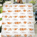 Personalized Cute Peach Flower Name Baby Girl Soft Blanket Baby Party Newborn Homecoming Gift - Joliny