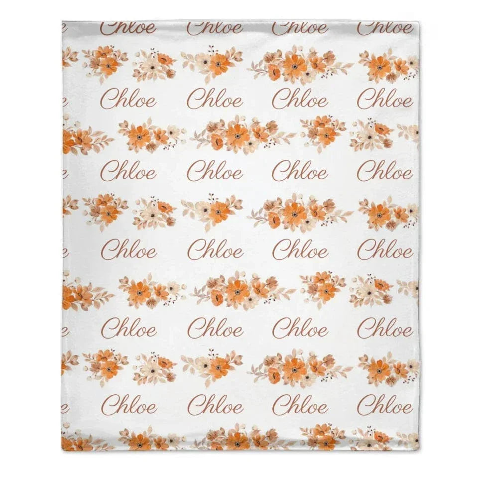 Personalized Cute Peach Flower Name Baby Girl Soft Blanket Baby Party Newborn Homecoming Gift - Joliny