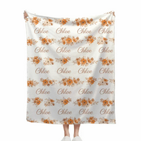 Personalized Cute Peach Flower Name Baby Girl Soft Blanket Baby Party Newborn Homecoming Gift - Joliny
