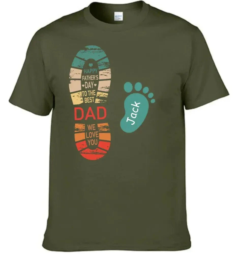 Personalized Dad And Kids Footprints Names Shirt - Joliny