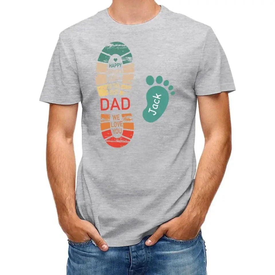 Personalized Dad And Kids Footprints Names Shirt - Joliny