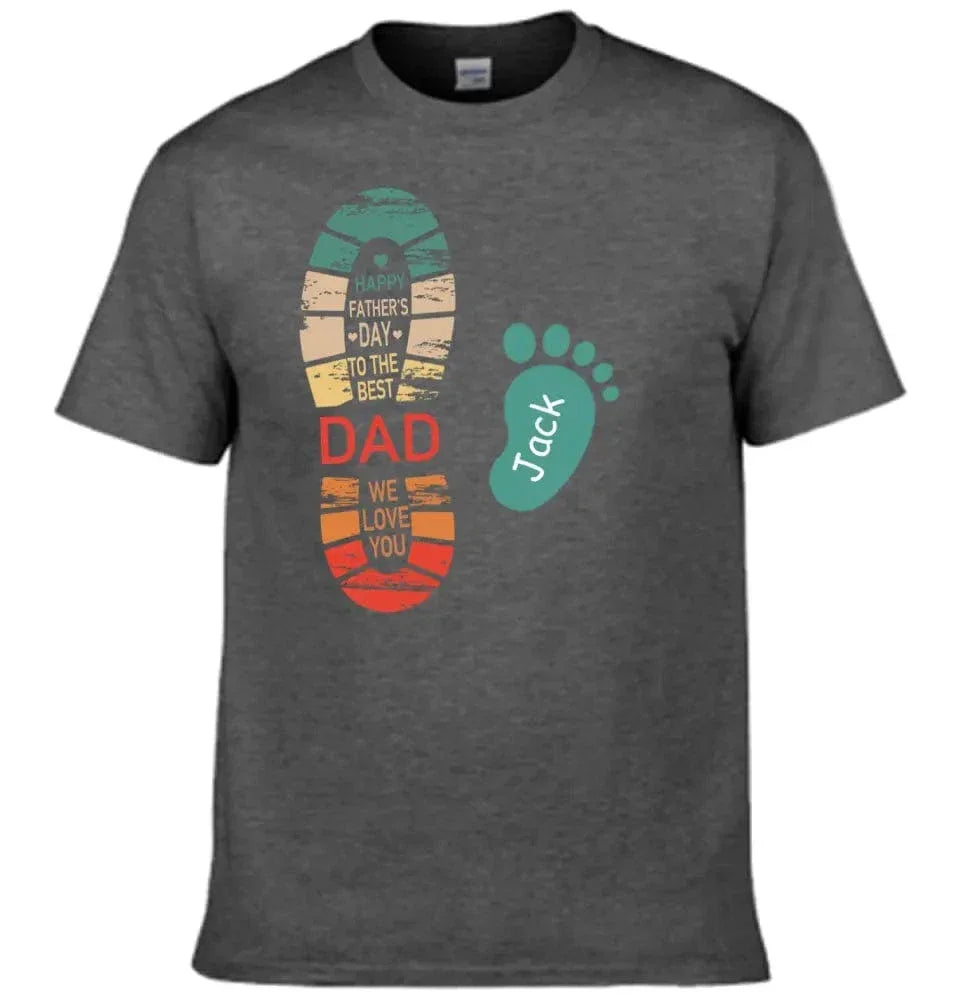 Personalized Dad And Kids Footprints Names Shirt - Joliny