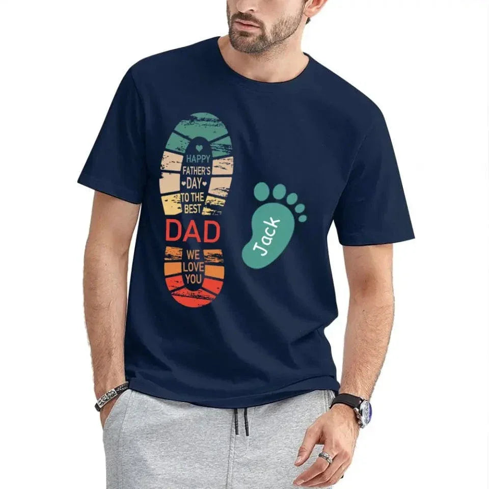 Personalized Dad And Kids Footprints Names Shirt - Joliny