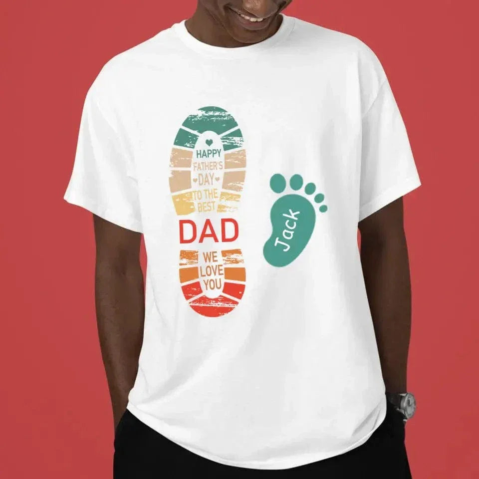 Personalized Dad And Kids Footprints Names Shirt - Joliny