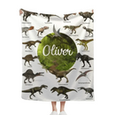 Personalized Dinosaur Custom Throw Blanket Jurassic Dinosaur World Park Theme - Gift For Kids - Joliny