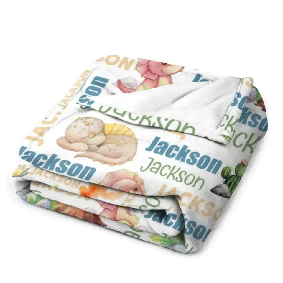 Personalized Dinosaur Name Pattern baby blanket - Joliny