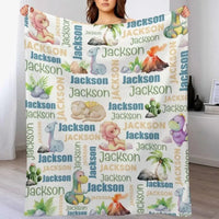 Personalized Dinosaur Name Pattern baby blanket - Joliny