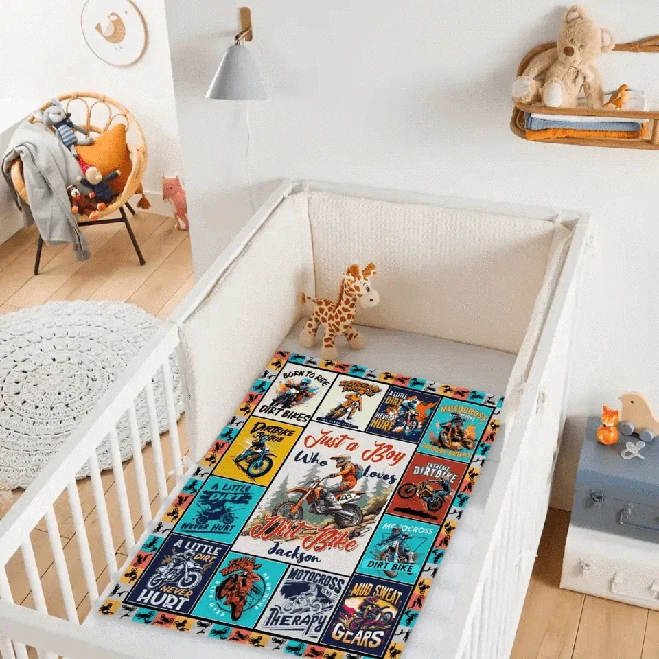 Personalized Dirt Bikes Blanket for Boys Kids Teens - Just a Boy Who Loves Dirt Bikes - Joliny