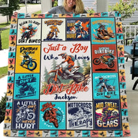 Personalized Dirt Bikes Blanket for Boys Kids Teens - Just a Boy Who Loves Dirt Bikes - Joliny