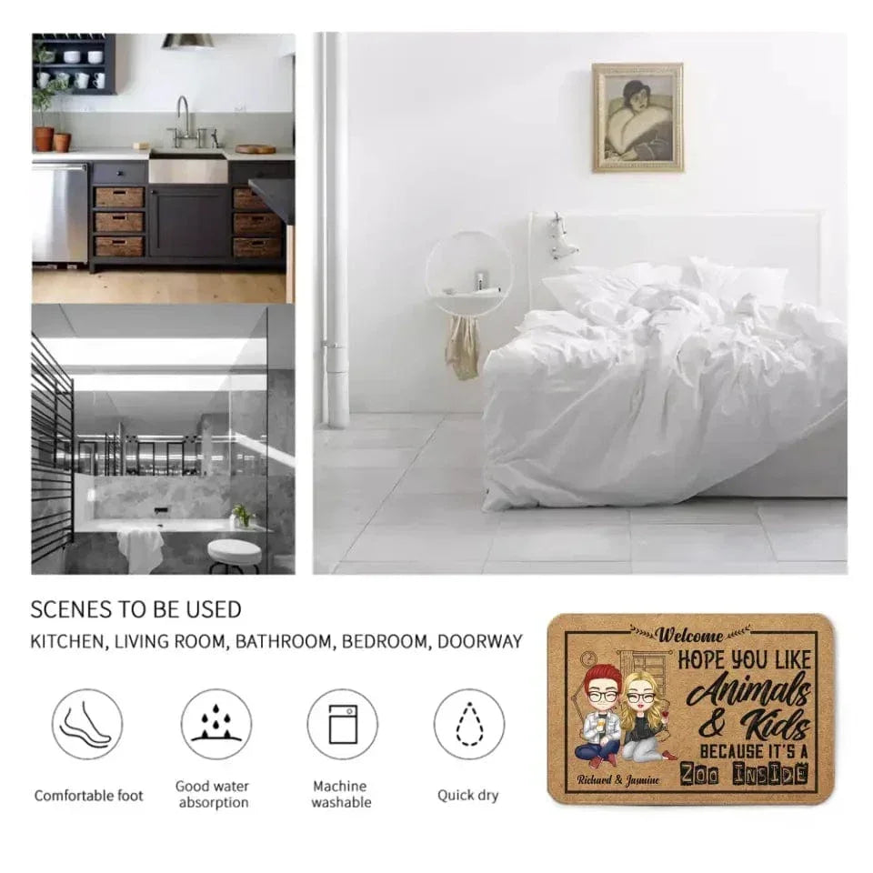 Personalized Doormat - Hope You Like Animals And Kids - Joliny