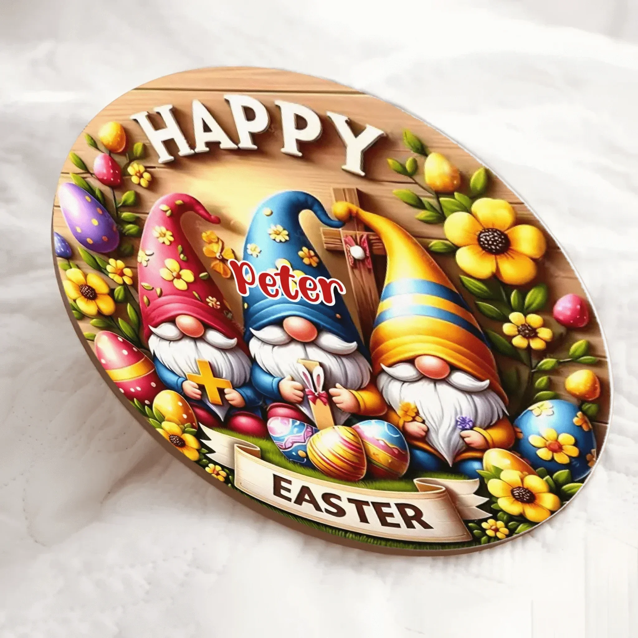 Personalized Easter Door Sign – Custom Name & Festive Elements