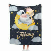 Personalized Elephant Giraffe Baby Name Blanket - Gift For Baby Toddler - Joliny