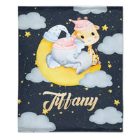 Personalized Elephant Giraffe Baby Name Blanket - Gift For Baby Toddler - Joliny