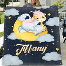 Personalized Elephant Giraffe Baby Name Blanket - Gift For Baby Toddler - Joliny