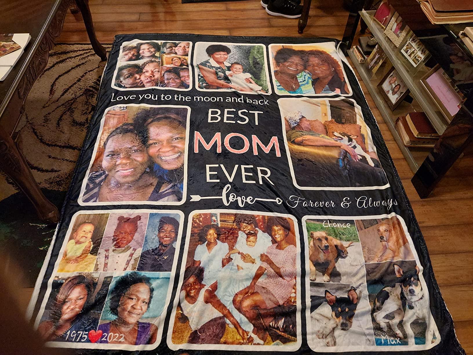 Personalized Family Blankets with Picture to Best Dad Mom Grands Ever - Joliny