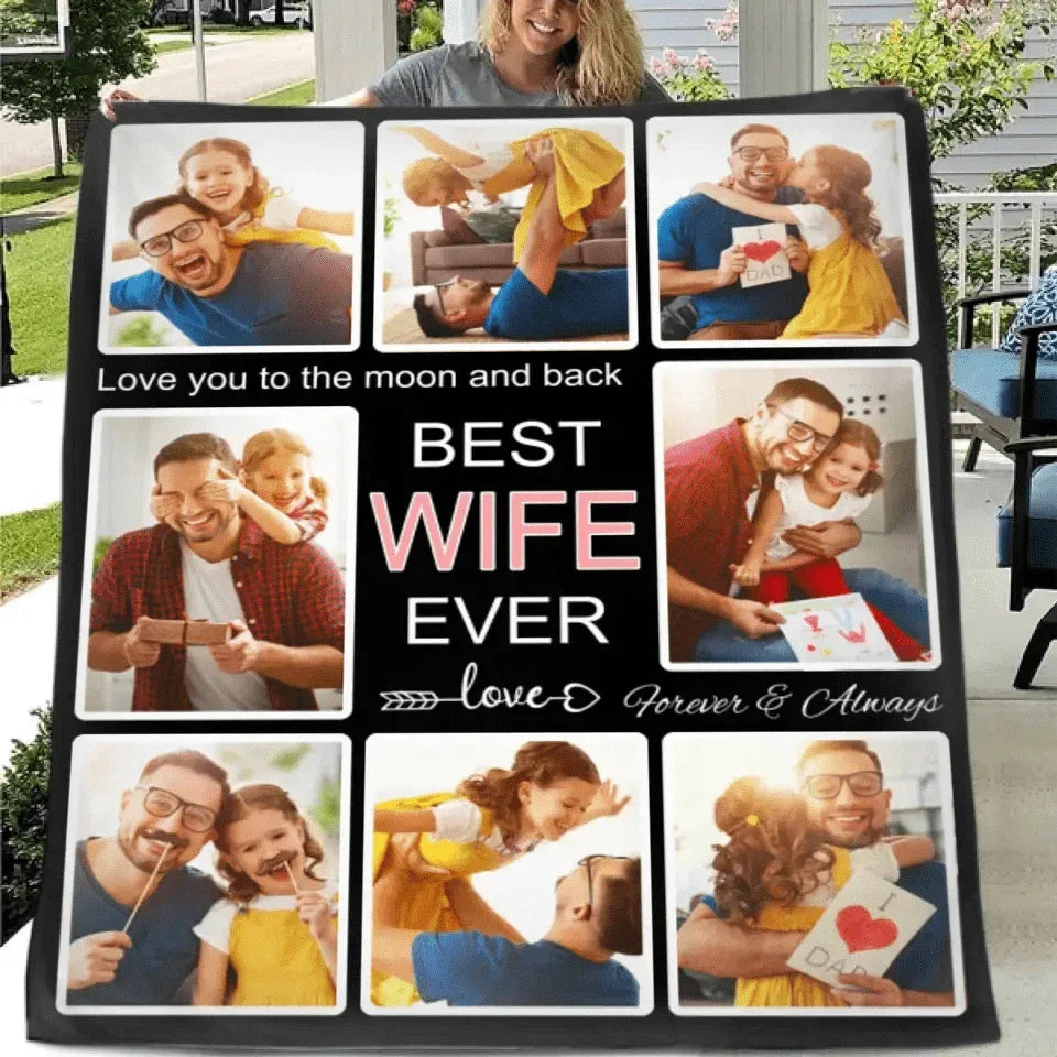 Personalized Family Blankets with Picture to Best Dad Mom Grands Ever - Joliny