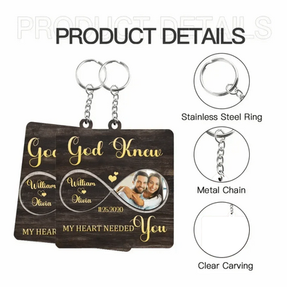 Personalized Fiberboard Keychain Custom Photo For Couple - My Heart Needed You - Joliny