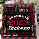 Personalized Gift Blanket Custom Class of 2025 Graduation Blankets with Name School - The Best Is Yet To Come, Adventure Awaits - Joliny