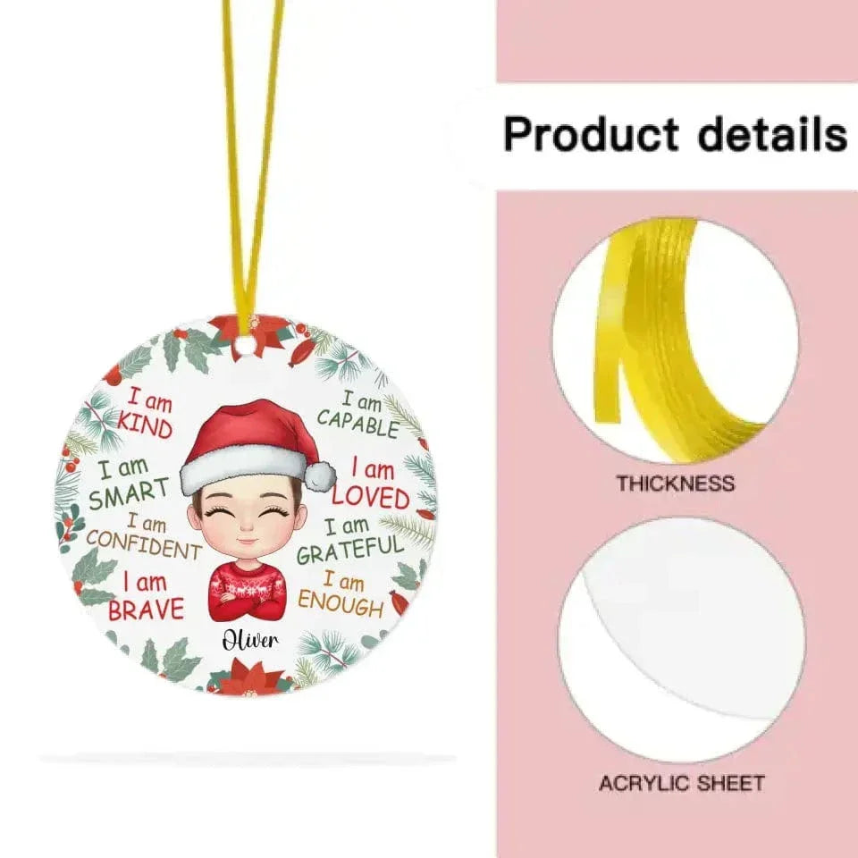 Personalized Gift For GrandChild I Am Kind Acrylic Circle Ornament - Joliny