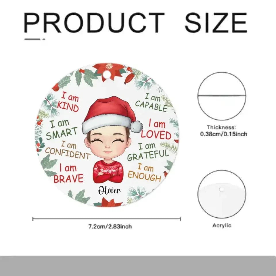 Personalized Gift For GrandChild I Am Kind Acrylic Circle Ornament - Joliny